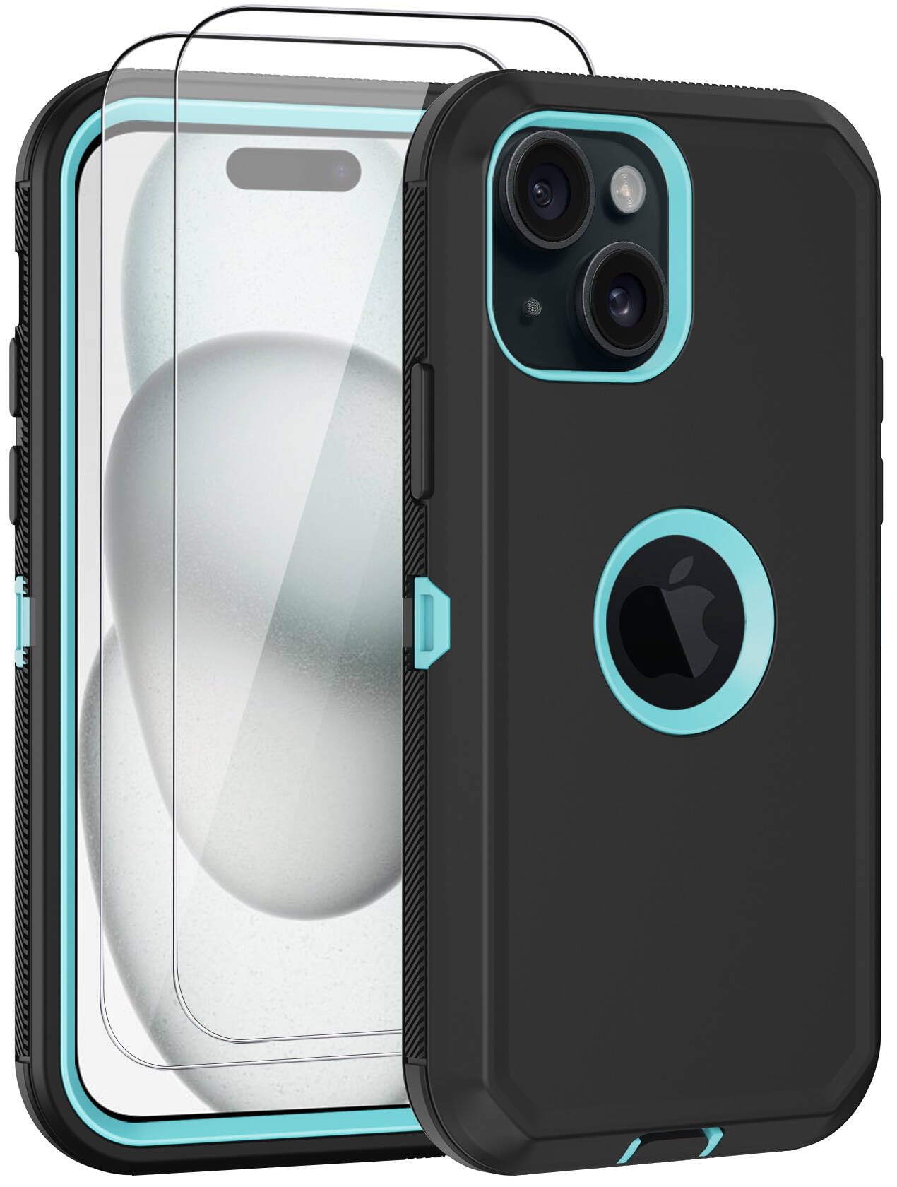 for iPhone 15 Case, with 2 Screen Protector Heavy Duty Drop Protection,Full Body 3 Layer Rugged Shockproof Dust Proof Protective Phone Cover for Apple