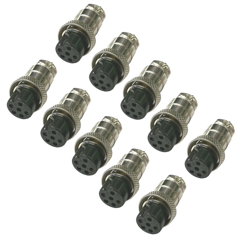 TEAMWILL 10 PCS 6 Pin Ham & CB Radio MIC Microphone Connector Female Plug Solder Type