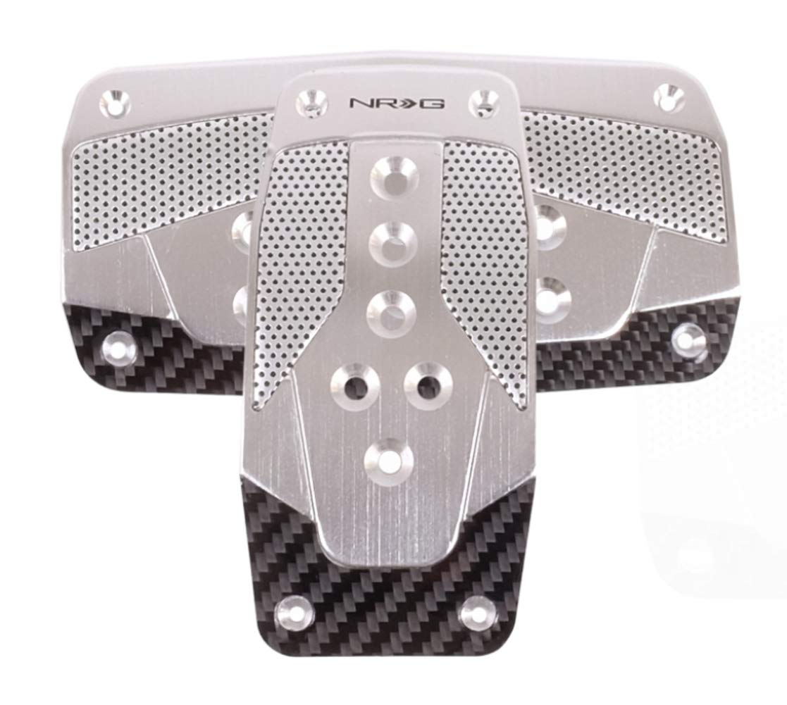 NRG Innovations PDL-450SL Silver Aluminum Sport Pedal with Black Carbon AT