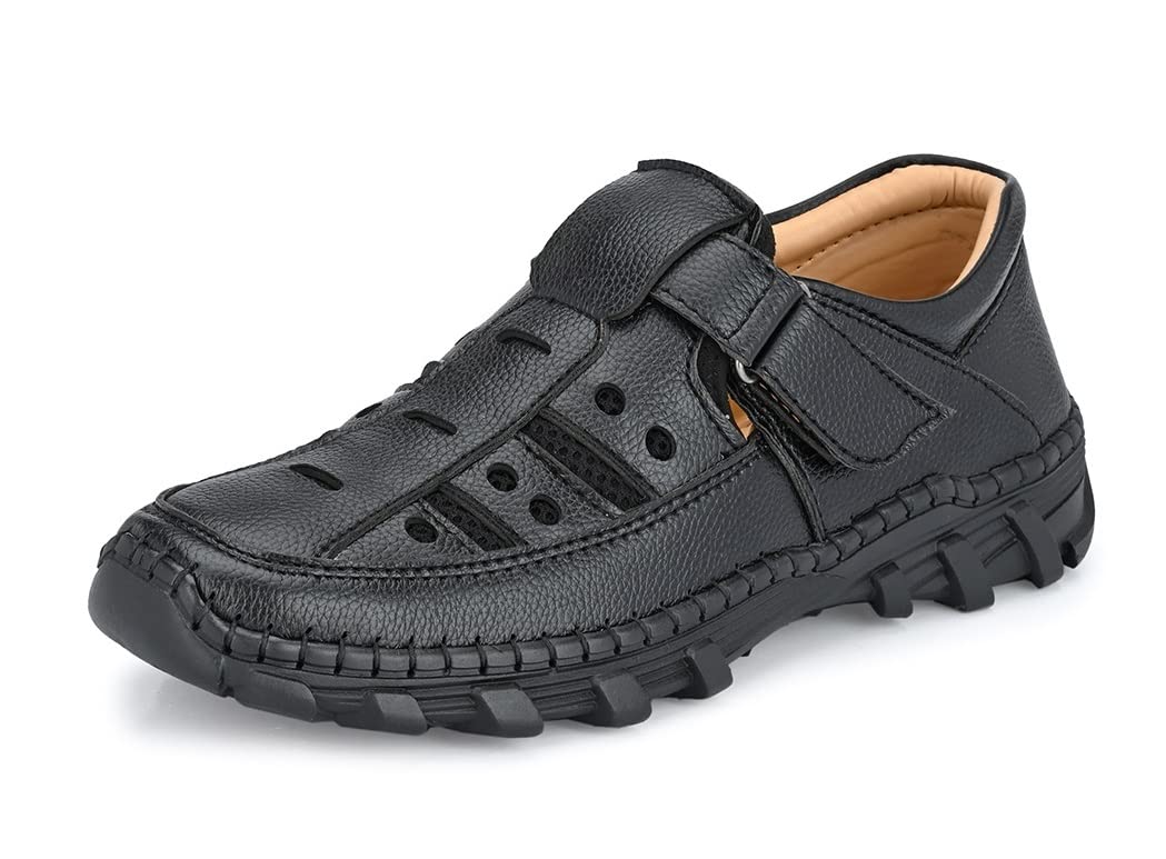 PU Leather Stitched Sole Fisherman Sandals for Men-image-31