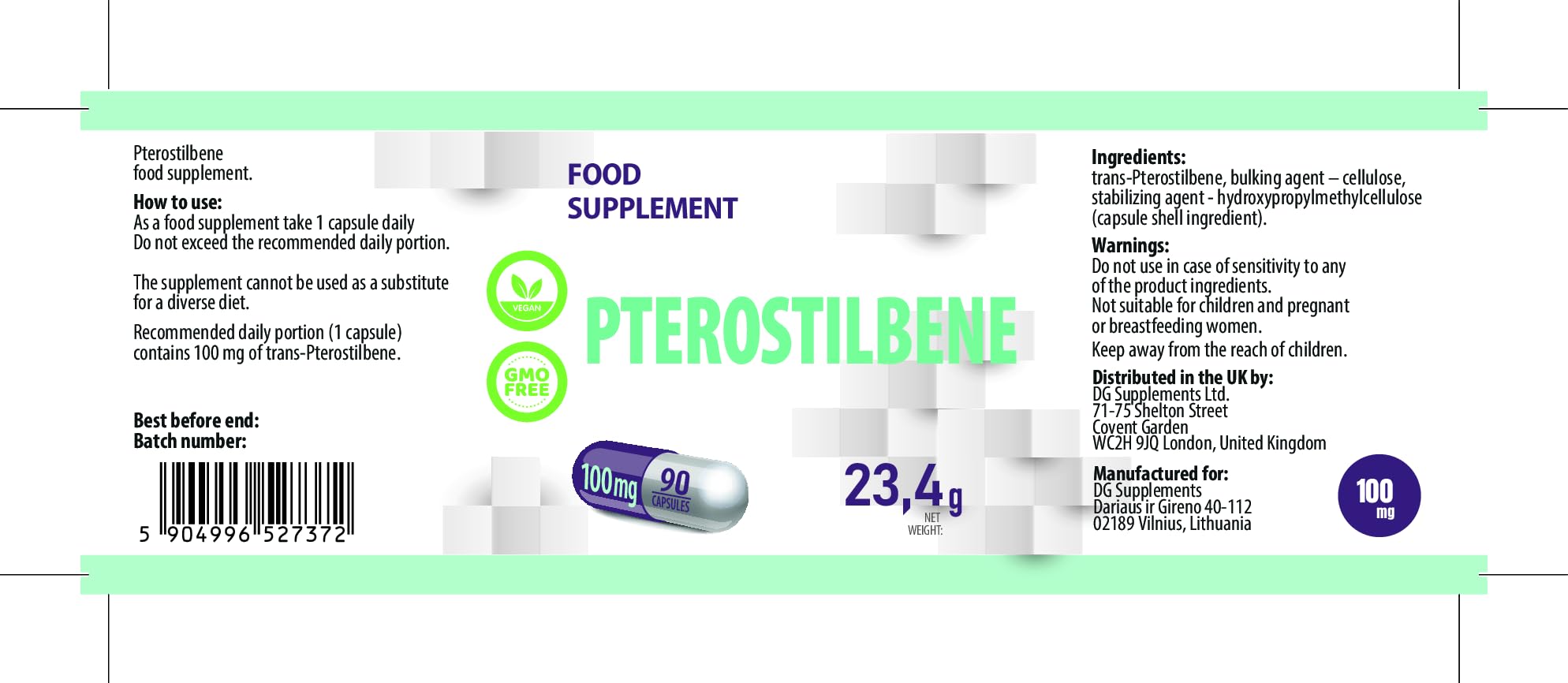 Hepatica trans-Ptérostilbène 100 mg | à Ingrédient Unique | 90 Gélules Véganes | Réserve 3 Mois | GMP & laboratoire indépendant