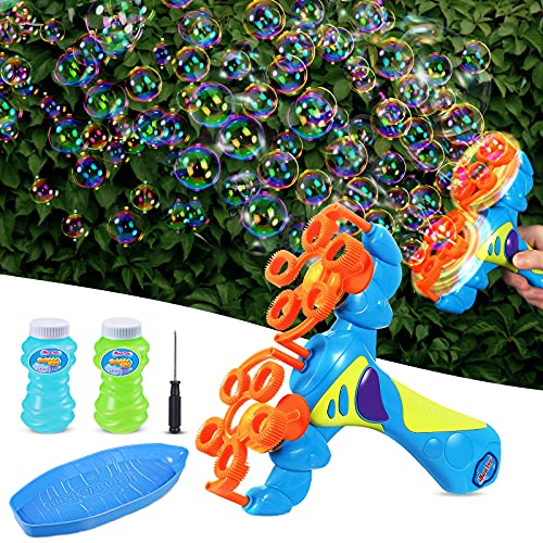 Bubble Machine for Kids Toddlers-Automatic Bubble Blower Bubble Gun 3000+ Bubbles Per Minute -Light Up Bubble Wands Bubble Toys for (Outdoor Indoor Birthday Gifts)