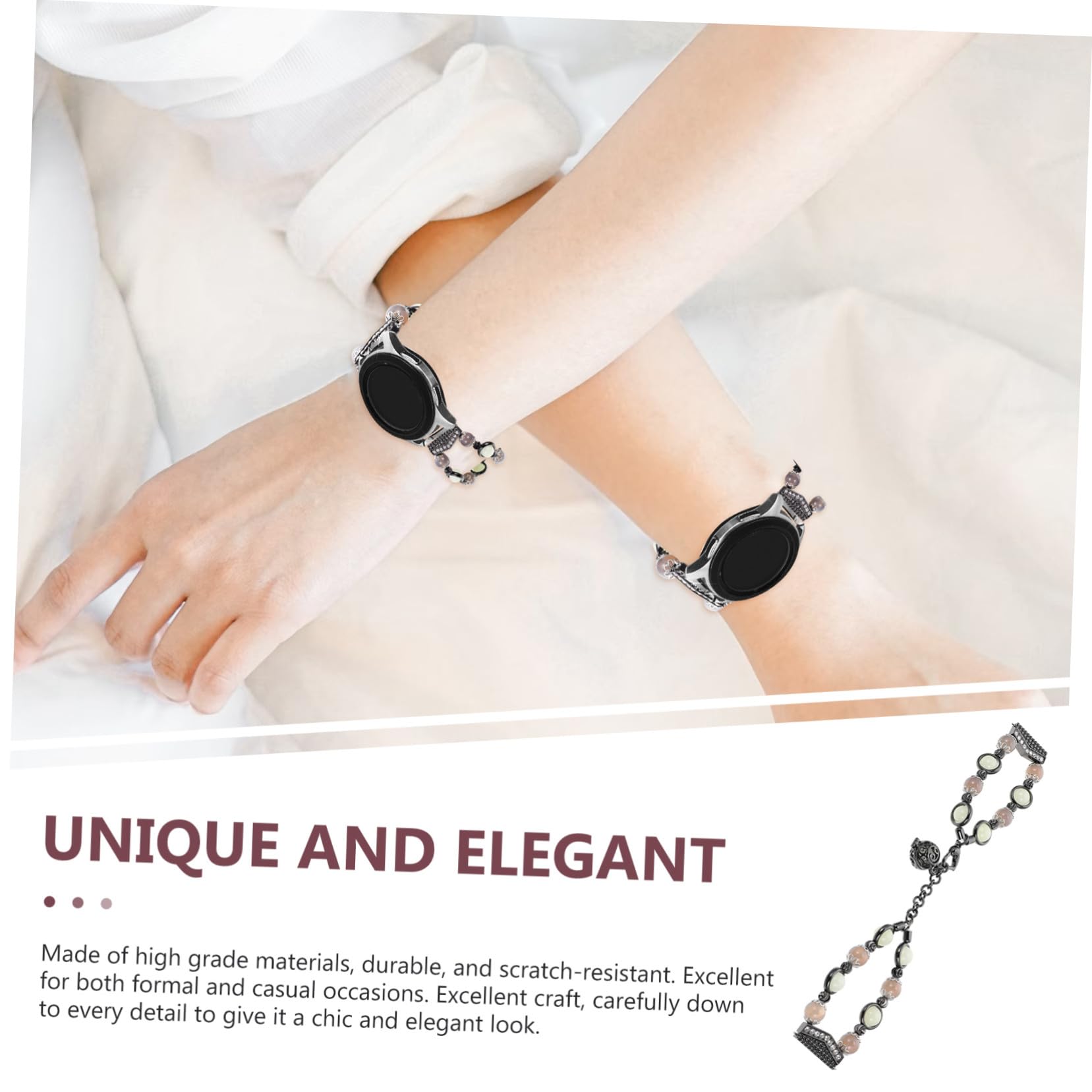 2 Piezas Correa de Perlas para Watch Active Pulsera Decorativa Resistente y Fácil de Cambiar Elegante y Cómodo