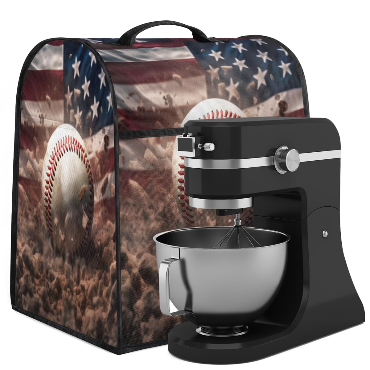 Coffee Maker Cover American Flag Baseball Printing Kitchen Appliance Covers Small Appliance Covers Blender Cover Juicer Cover Dust Covers for Kitchen Appliances with Top Handle and Pockets,C867