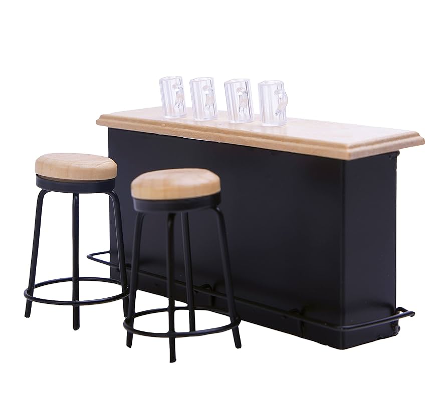 Amazon | SUCCUNA ドールハウス家具 ミニ木製パブテーブルセット