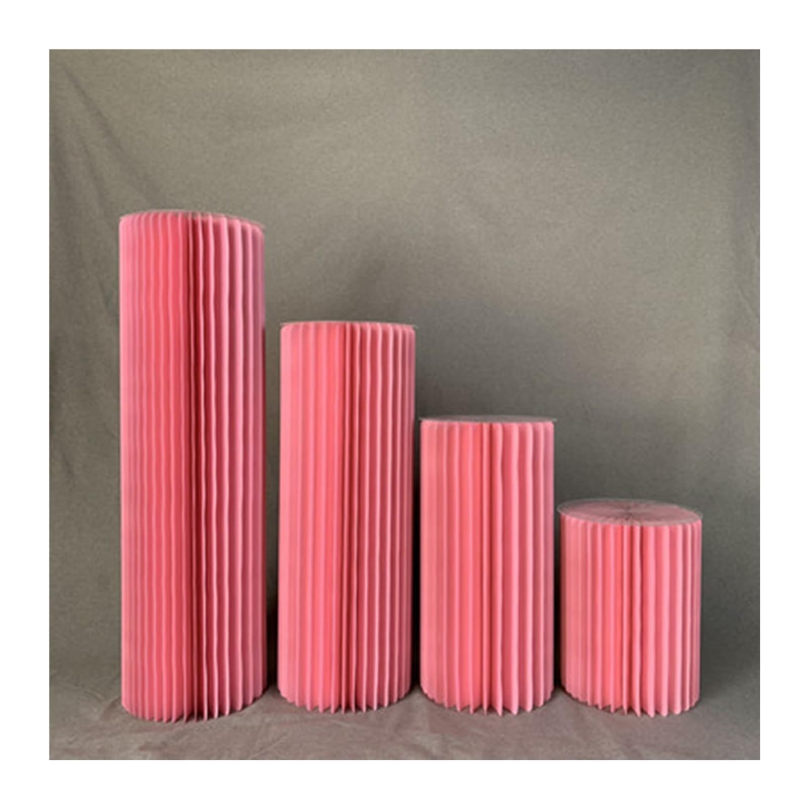 YTBHSHXZ plinth， Paper Roman Pillar Cylinder Flower Stand, Wedding Display Cake Table Columns Pedestals(Pink,C)