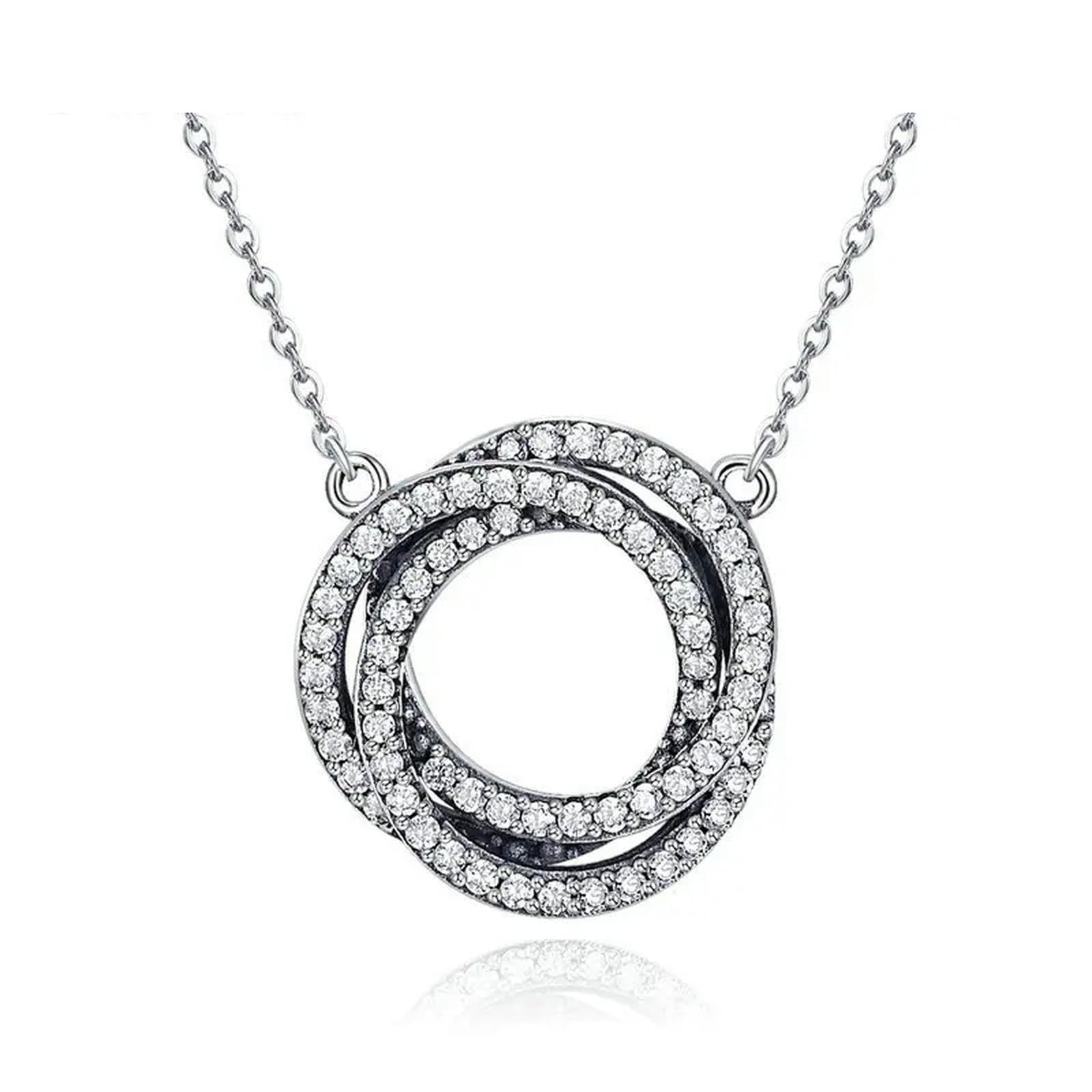 YXWYXWA 925 Minimalismo in Argento Sterling Geometrico Circolo impilato Collane a Sospensione per Donne Clear CZ Fine Jewelry SCN259