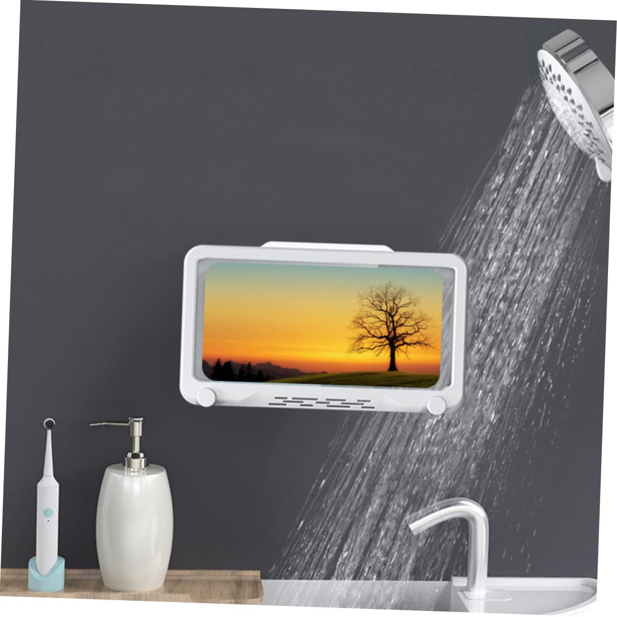 Mikikit 3pezzi Scatola Porta Telefono Da Bagno Con Supporto Rotante Installazione Senza Trapano Design Compatto Alta Capacità Di Carico Perfetta Per Bagni e Toilette