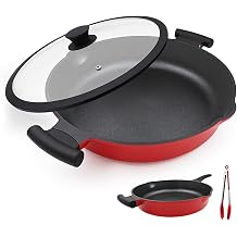 14-Inch Large Deep Frying Pan Skillet with Lid, 5-Quart Non stick Saute Pan, 2-In-1 Nonstick Saute Pan Everyday Pan with Lid, Compatible with All Stoves, PTFE & PFAS-Free
