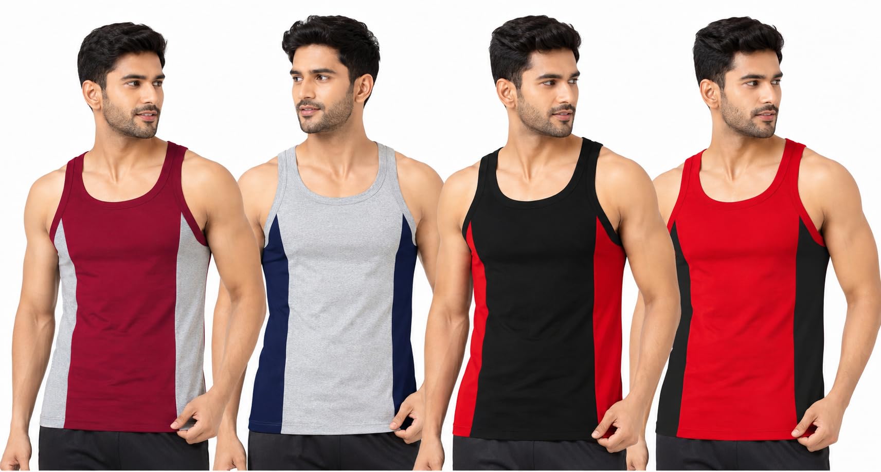drako Men's 09 Gym Vest 100% Cotton Multicolour Pack of 4-picture-9