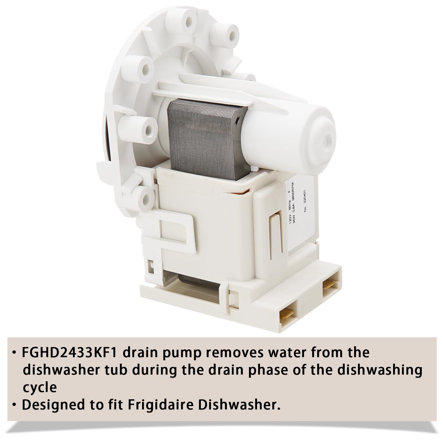 Wymiana pompy spustowej zmywarki dla Frigidaire FGHD2433KF1 FGHD2465NF1A FFCD2413US2A FGID2466QF4A FFBD2406NS0A FFBD2406NB7B FGID2466QF5A FFBD2406NW0A FFID2466QF5A FFBD2406NW0A FFID2466QF5A 423RS; 4B