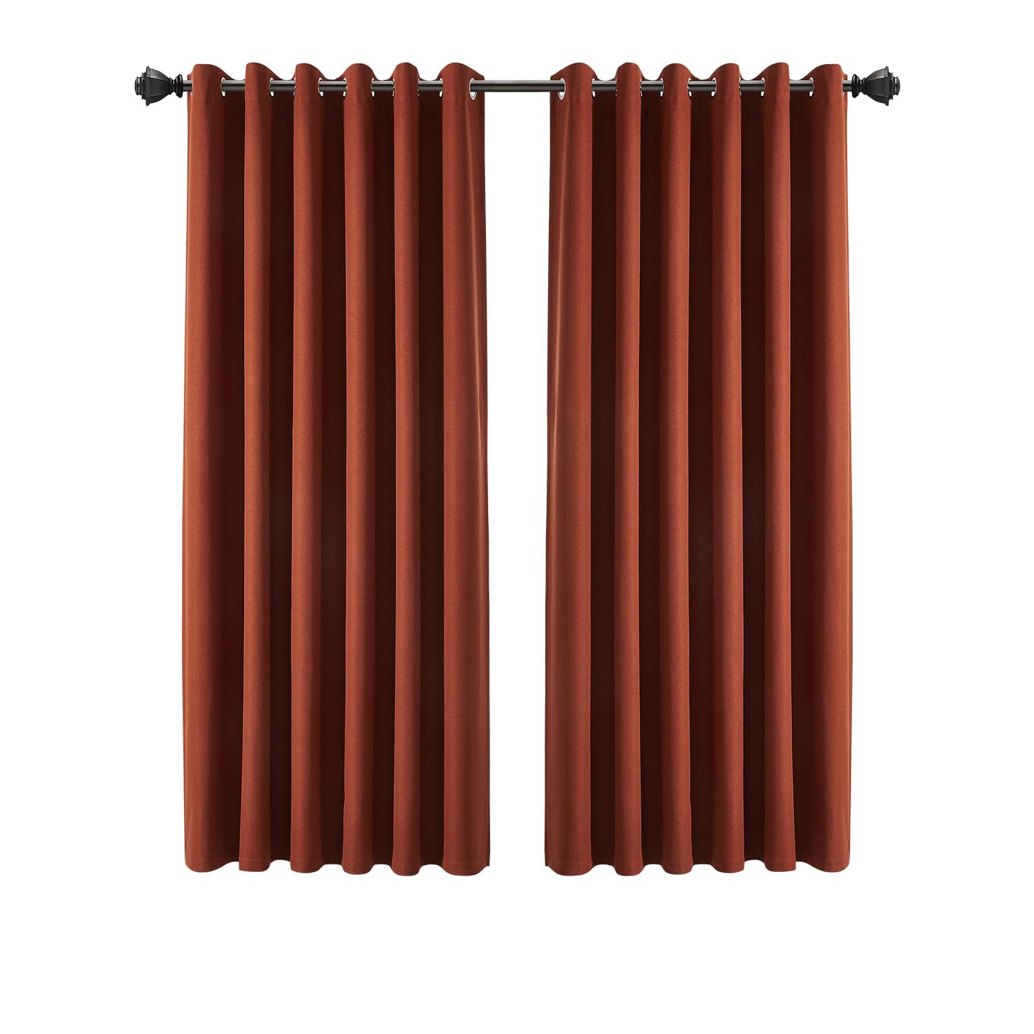 INSPIRE HOMEWARE Linen Curtains for Bedroom 66x54 Inch Drop Rust 100% Blackout eyelet Curtains Thermal Insulated Super Soft Ring Top Curtain 2 panel with Tiebacks — image 1