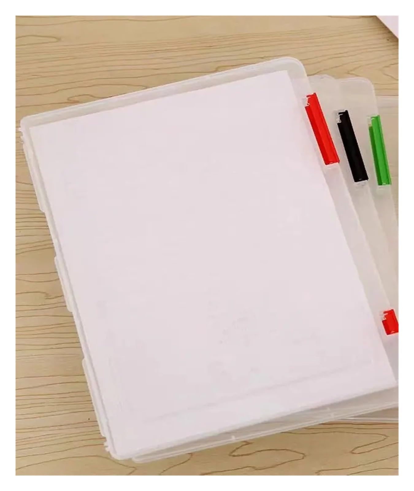 Caja Archivador 2 cajas de archivo transparentes plástico A4, caja PP for estudiantes la escuela, datos portátil doble capa múltiples capas, clasificación temas(Blue)