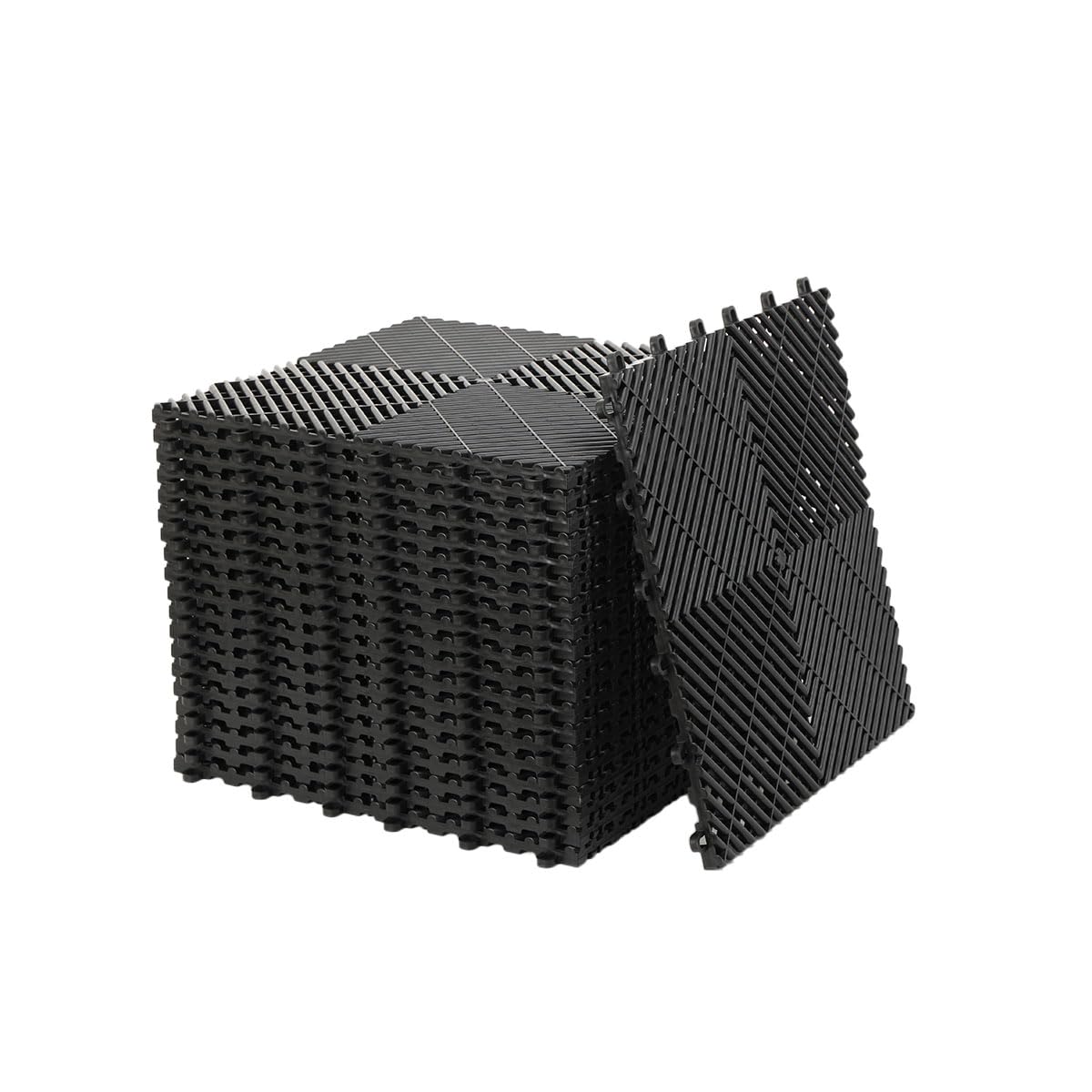 Lot de 20 Dalles de Jardin Piscine 40x40x1,8 cm Noir Dalle Clipsable Ajourée Antidérapante en PVC Drainage Rapide Revêtements de Sol Extérieur Intérieur pour Terrasse Cuisine Spa Salle de Bain