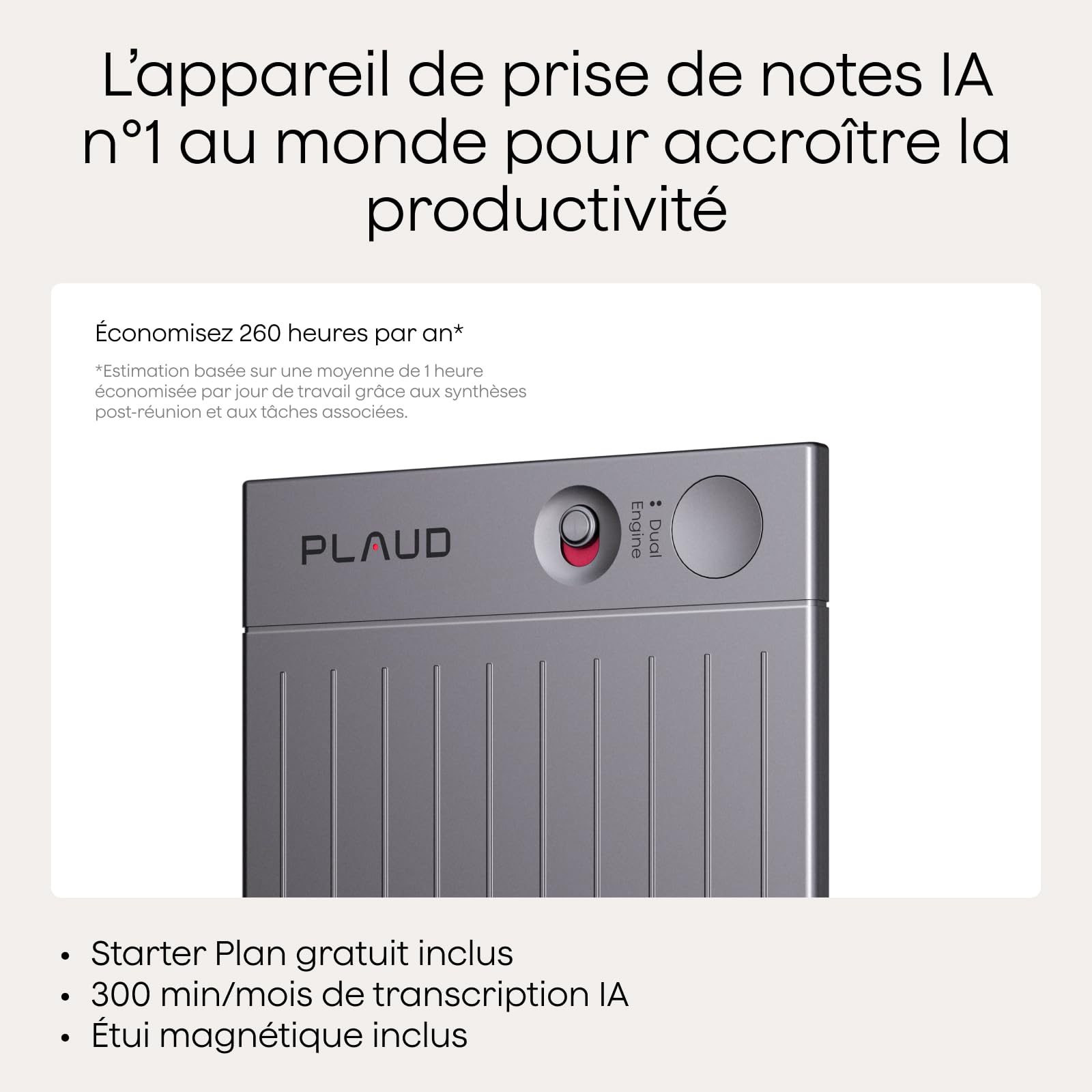 Plaud Note Enregistreur Vocal IA avec Étui, Transcription et Résumé IA Noir | Dictaphone Enregistreur Vocal Numérique IA, Résumé Automatique, Compatible Teams, 112 Langues, pour Réunions et Appels