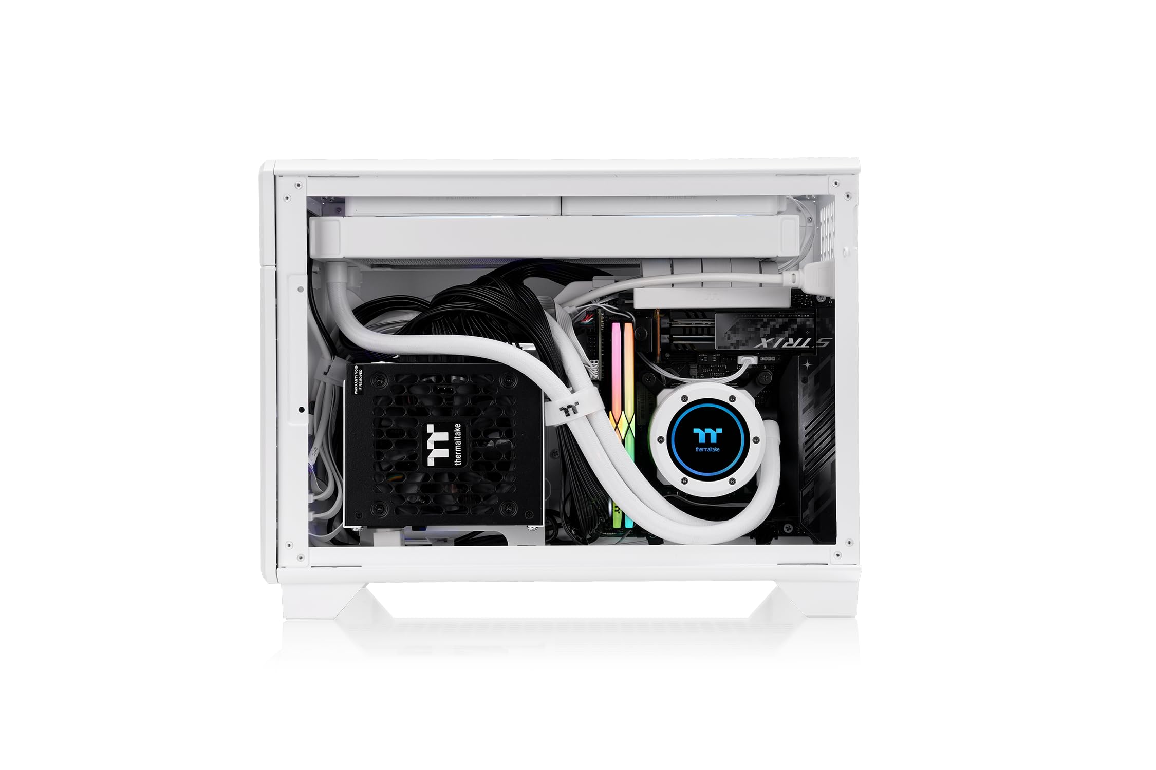 Thermaltake TR100 Boîtier PC Mini-ITX Compact Double Chambre, PCIe 4.0 Riser Inclus, Neige