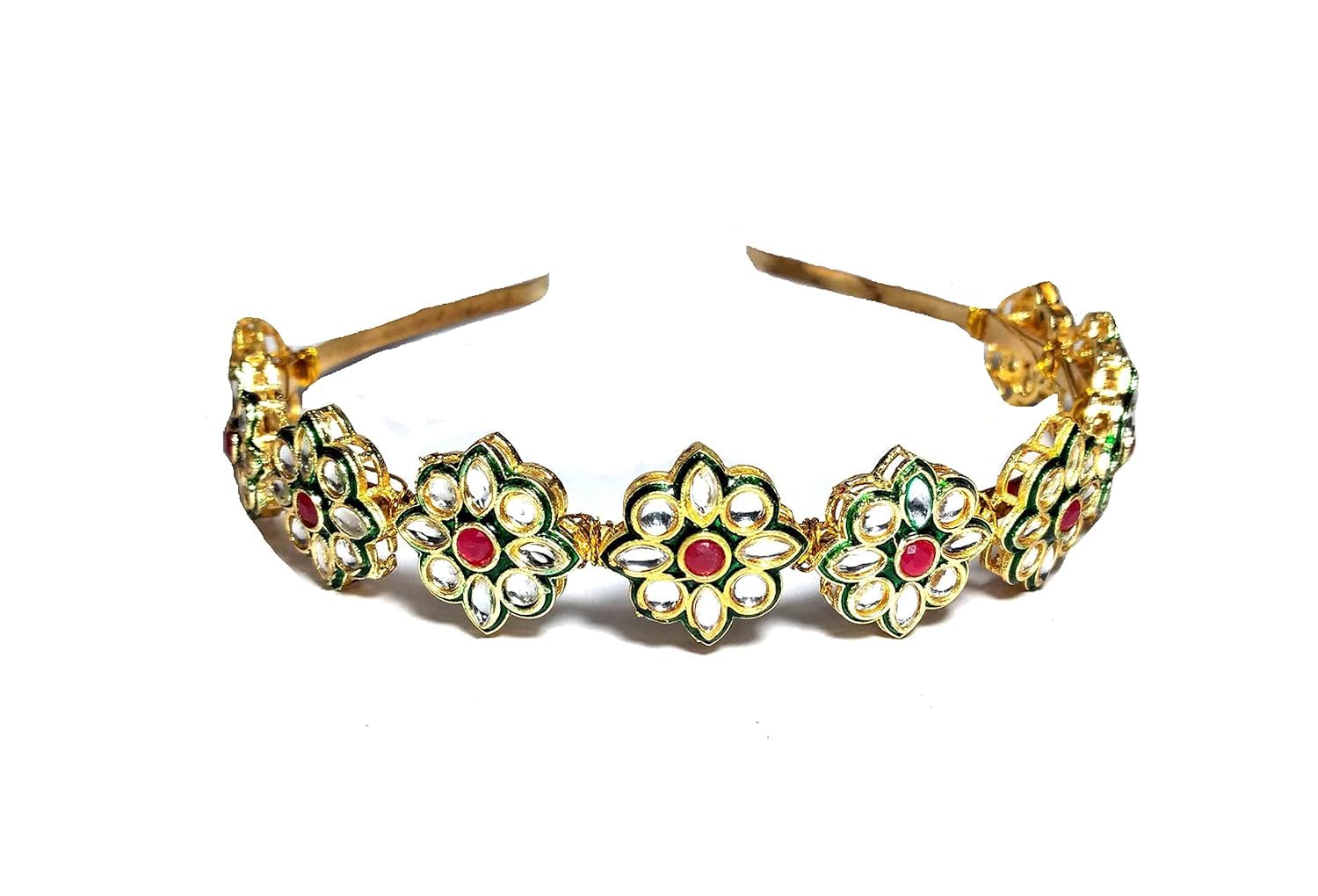 Upavista Kundan Gold Plated Brass Matha Patti for Women and Girls/Bride (Kundan Flower) (B0CX6442XX) Amazon Price History, Amazon Price Tracker
