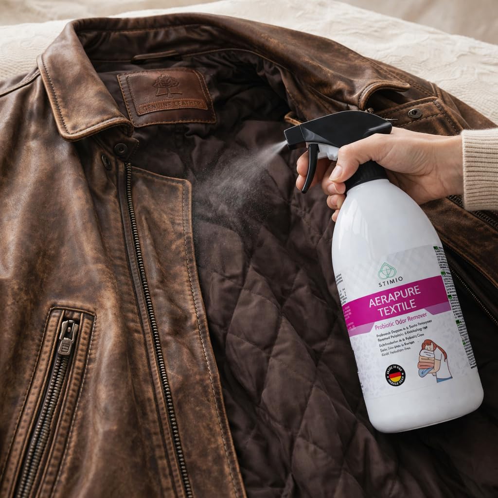 Textilien ohne Waschmaschine frisch bekommen – Stimio PROBIOTISCHES TEXTILSPRAY 1000 ml – NATÜRLICHER Geruchskiller für Sofa, Matratze, Kleidung, Auto & Co. – ohne Duftstoffe, OHNE CHEMIE