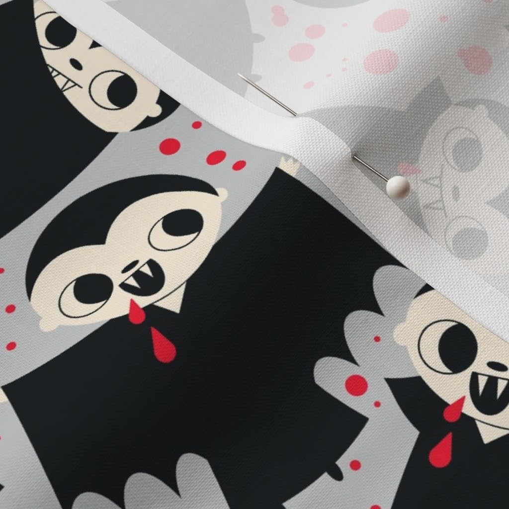 Spoonflower Fabric - Vampire Gray Spooky Vintage Halloween Printed on Petal Signature Cotton Fabric Fat Quarter - Sewing Quilting Apparel Crafts Decor