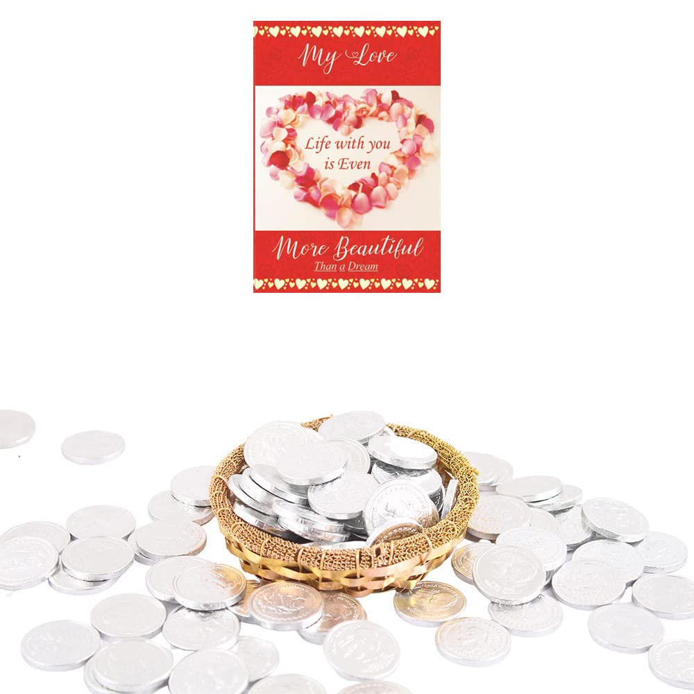 SFU E Com Silver Coin Chocolate Gift | Valentine Chocolate with Love Greeting Card | Valentine Chocolate Hamper | 1078