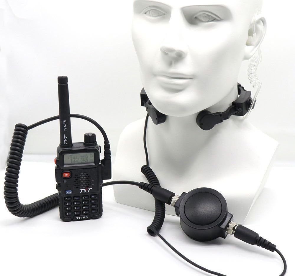 Waterproof PTT Heavy Duty Tactical Throat Mic Headset Compatible Kenwood TYT Two Way Radio Walkie Talkie Sport Wargame Security
