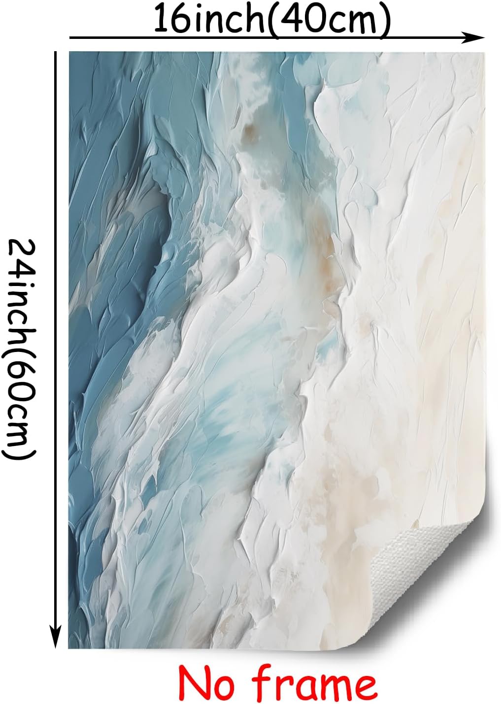 Neutral Ocean Wall Art Abstract Seascape Painting Trendy Beach Prints Ocean Landscape Pictures Wall Decor Blue and White Coastal Prints Abstract Wave Poster for Livingroom Bedroom 16x24in Unframed