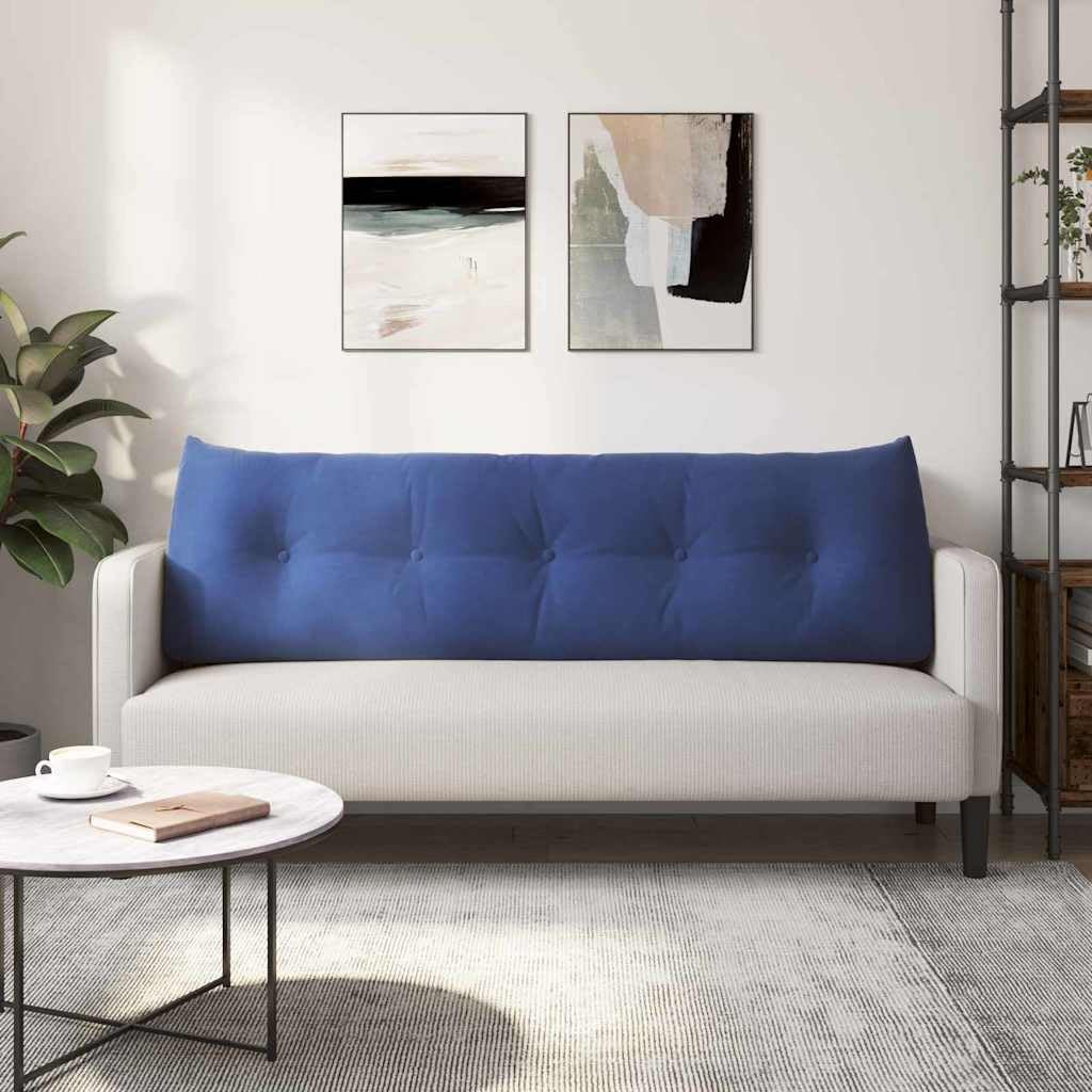 Rückenkissen Polizeiblau 160 x 24 x 50 cm Samt Lesekissen Keilkissen für Bett und Sofa, Ergonomische Rückenlehne mit Seitentasche und Abnehmbarem Bezug für Schlafzimmer und Büro