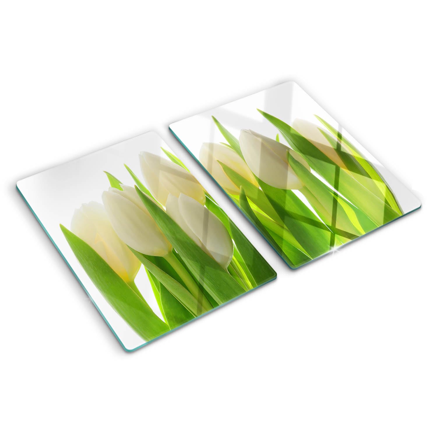 Planche en verre trempé contact alimentaire pour protéger plan de travail tulipes