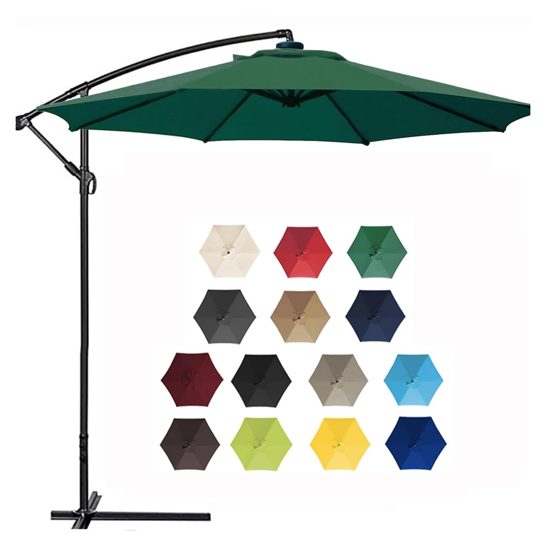HAOKKV Replacement Parasol, replacement parasol cover 2.0m/2.7m/3.0m+6 Arms replacement parasol fabric cover for Garden Umbrella(Dark green,3.0m/9.8ft)