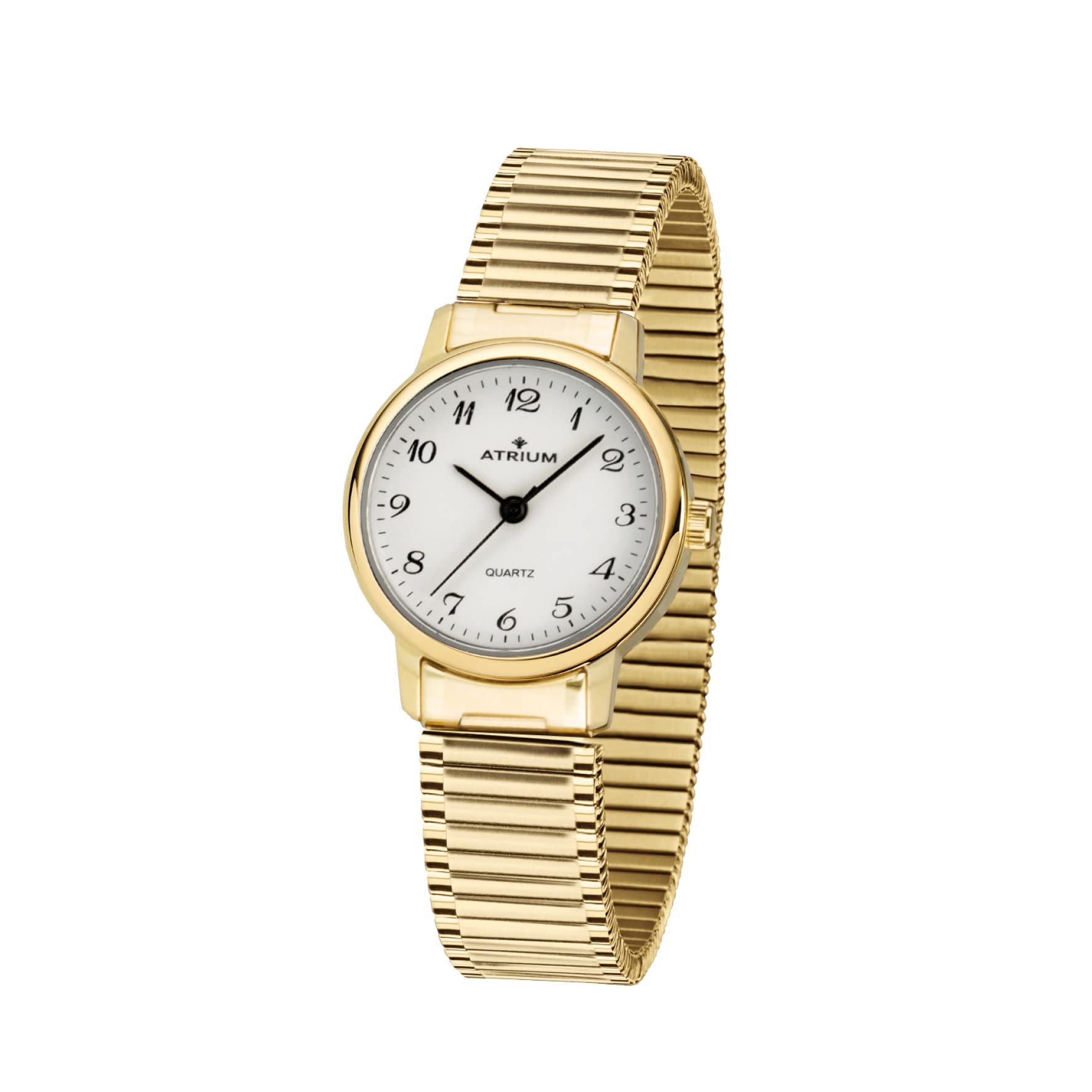 Atrium Damen-Armbanduhr Edelstahl Analog Quarz mit Edelstahl Zugband Flexband Goldfarben A43-60