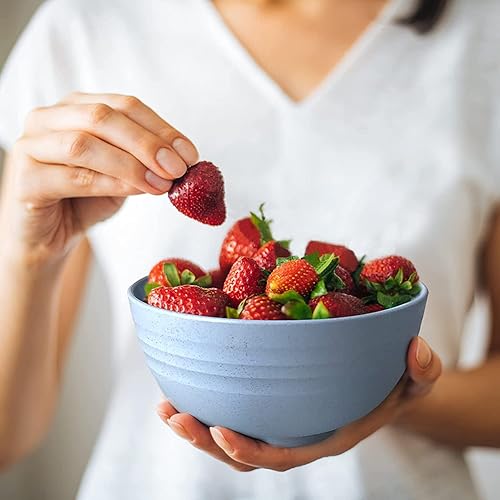 Miniatura 6 de Shopwithgreen Juego de vajilla de paja de trigo, 20 piezas de platos y cuencos irrompibles para microondas, vajilla ligera y reutilizable, cuencos,