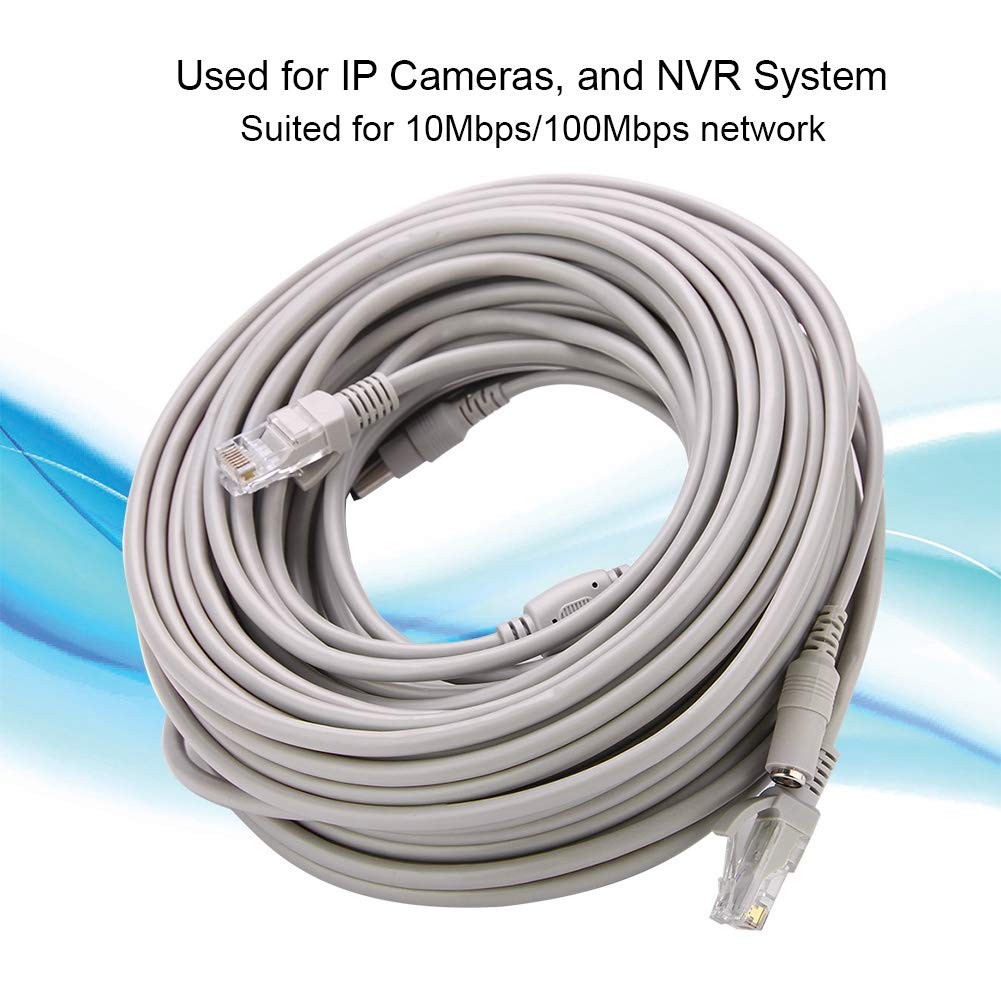 ASHATA Cavo Ethernet, 5M / 10M / 15M / 20M RJ45 + DC Cavo Ethernet CCTV Testa Maschio e Femmina Jack 2.1mm / 5.5mm per telecamere IP Sistema NVR 10 Mbps / 100 Mbps(20M)