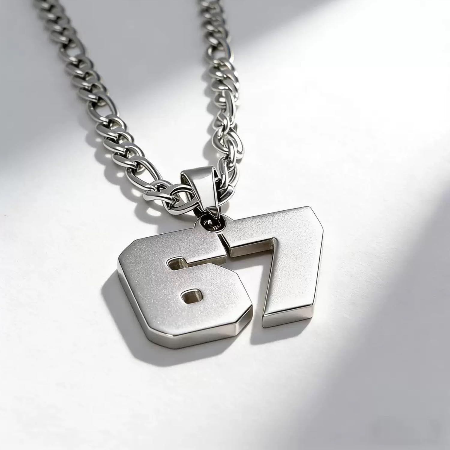 67 Chain 67 Necklace Chains for Women,Man Stainless Steel Basketball Soccer Baseball Team Number Pendant Chunky Chain Sport Necklace