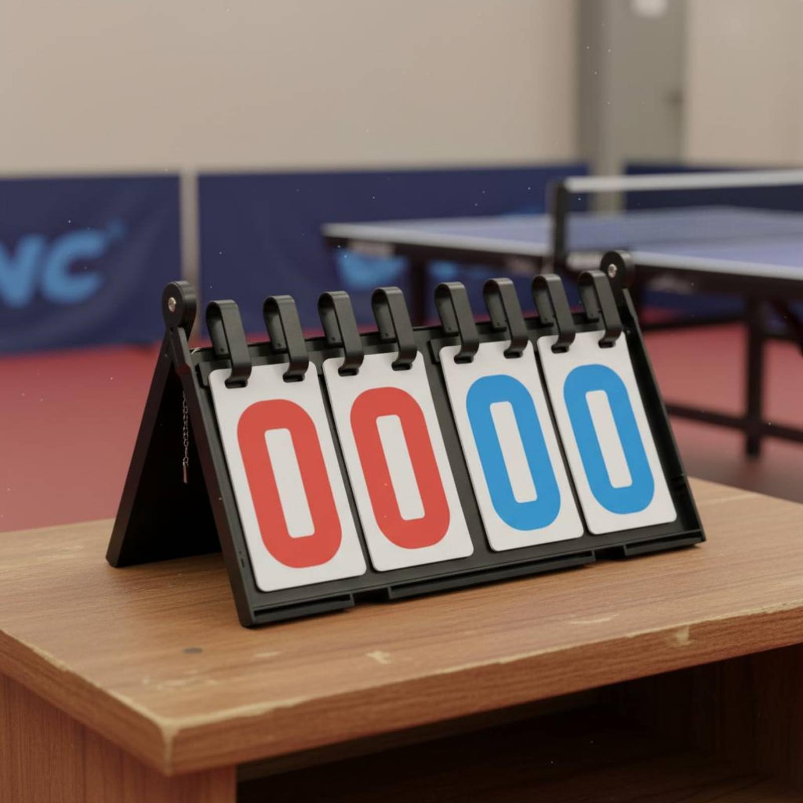 Qianly Tabellone Segnapunti Sportivo Manuale Flip Segnapunti Contapunti Tabella Punteggio con Numeri Giganti Ben Visibili Carte in PVC a Scorrimento Design, Rosso+Blu, PVC 4 Cifre