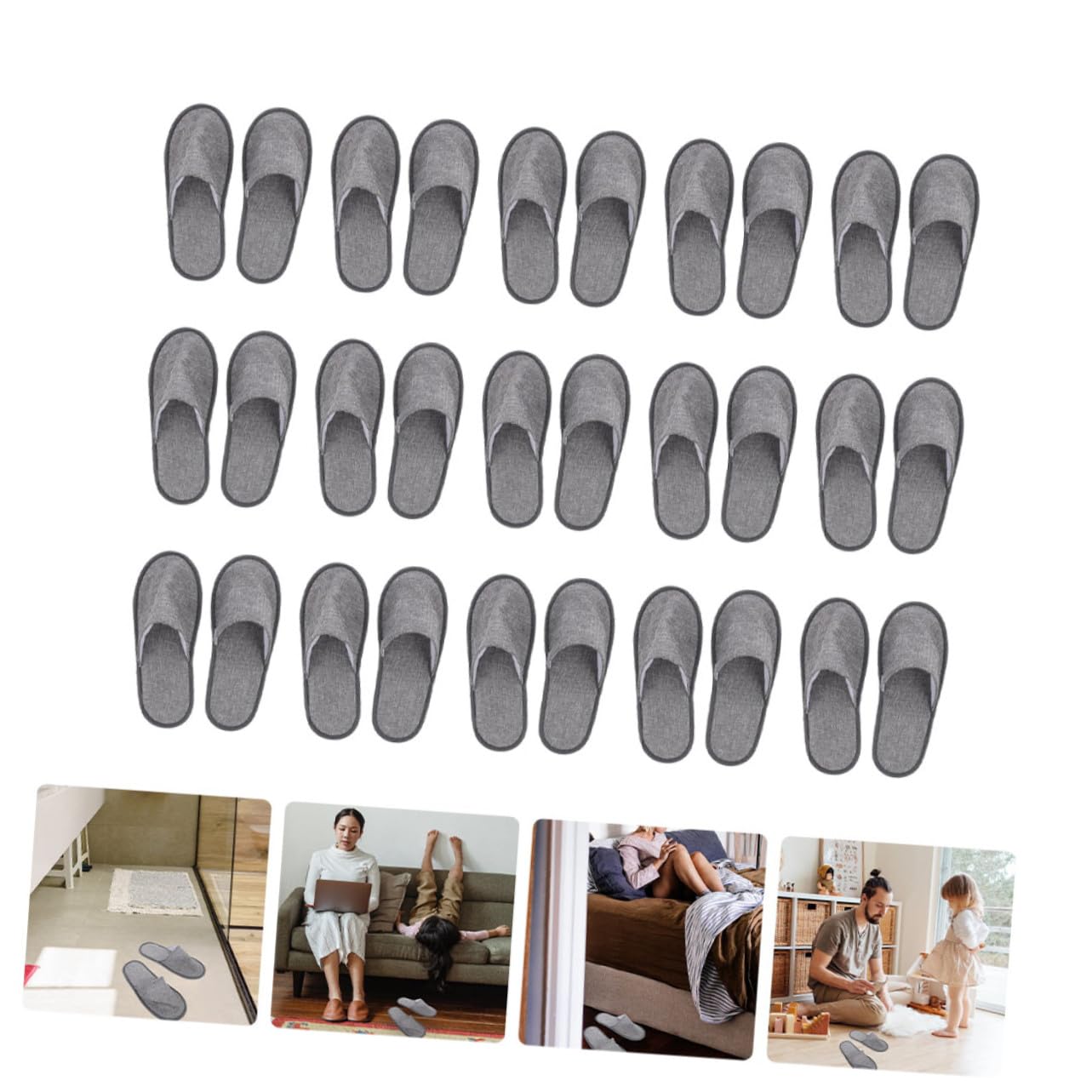 VALICLUD Zapatillas Desechables Plegables para Viaje 15 Pares Algodón Lino