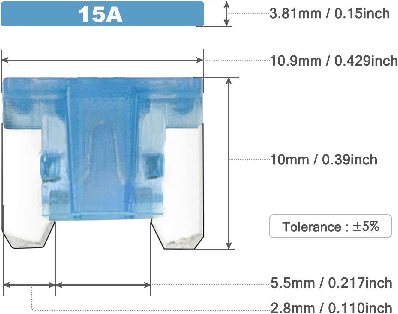 Chanzon 10Pcs 15A Low Profile Mini Micro Blade Fuse 15 Amp 32V Fast Blow Fuses for Automotive Car Truck Vehicle SUV
