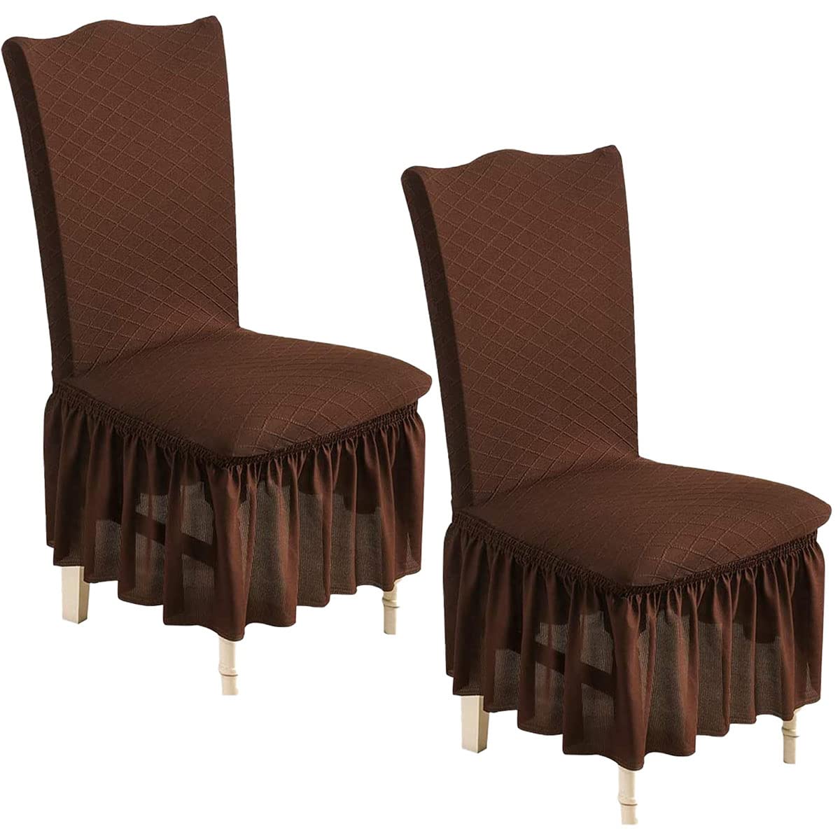 Housse de chaise extensibles seersucker marron lot de 4