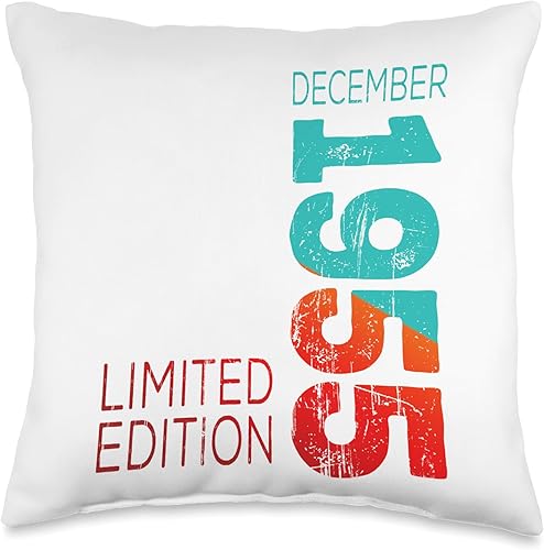 Since December Retro Vintage 1955 Limited Edition Month of December Year Retro Vintage 1955 Throw Pillow, 16x16, Multicolor