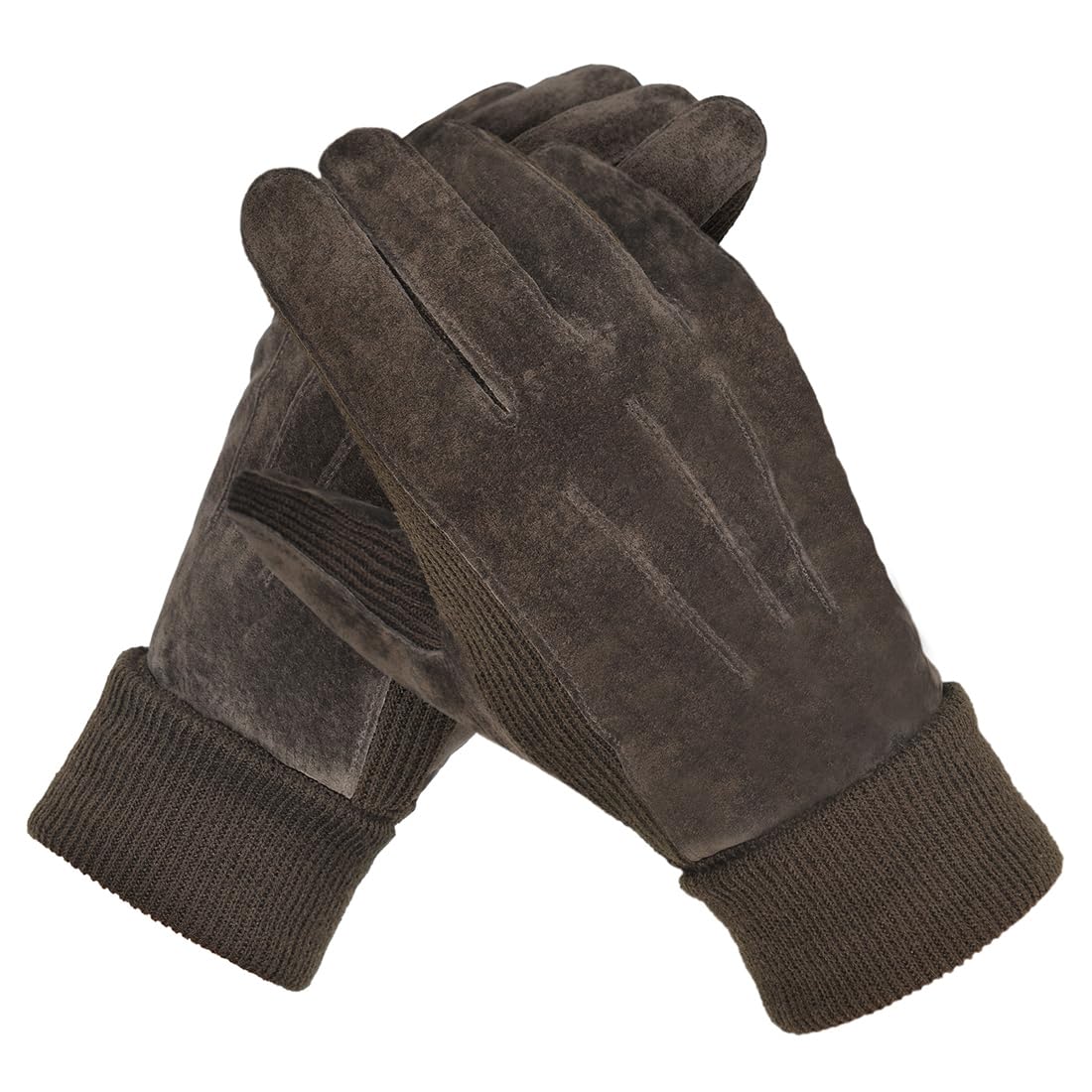 Harssidanzar Gants d'hiver pour homme en laine polaire chaude doublée de daim SM045EU