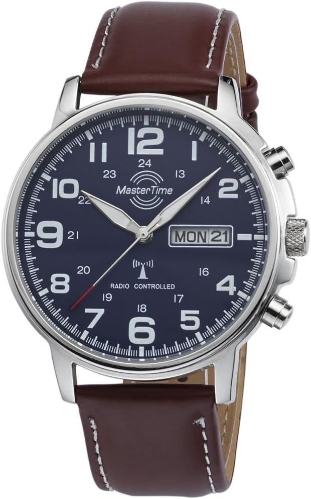 Master Time Radio-Controlled Quartz Men's Watch with Leather Strap MTGA-10621-20L