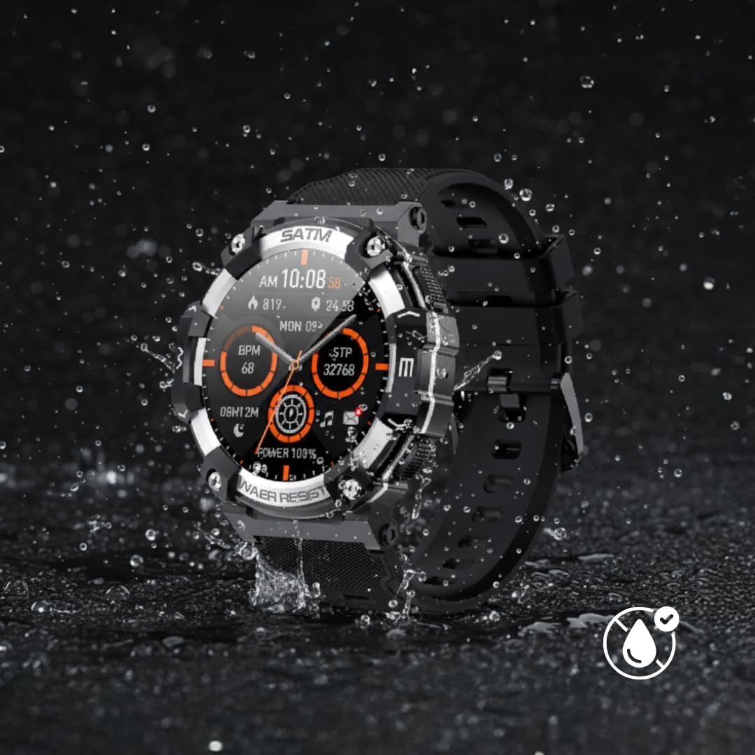 TitanPG – Smartwatch Táctico Militar, Resistente al Agua y Golpes, Monitoreo de Salud 24/7 (Ritmo Cardíaco, Presión, Oxígeno y Sueño)