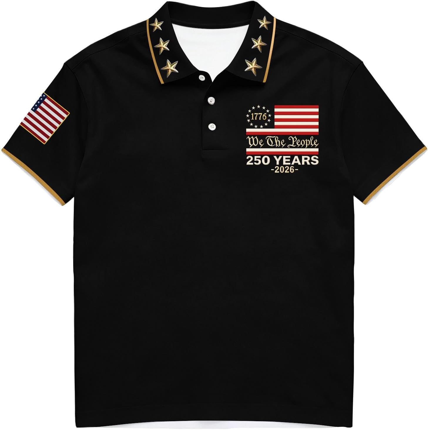 Ymosrh Men's American Flag Polo Shirt Short Sleeve Performance Moisture Wicking Athletic Workout Patriotic Shirt, S-3XL