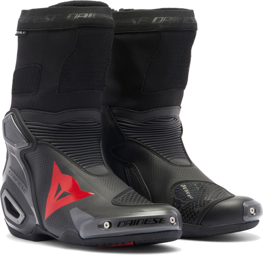 Dainese Axial 2 Air Mens Leather Motorcycle Boots Black/Red Fluo 42 EUR