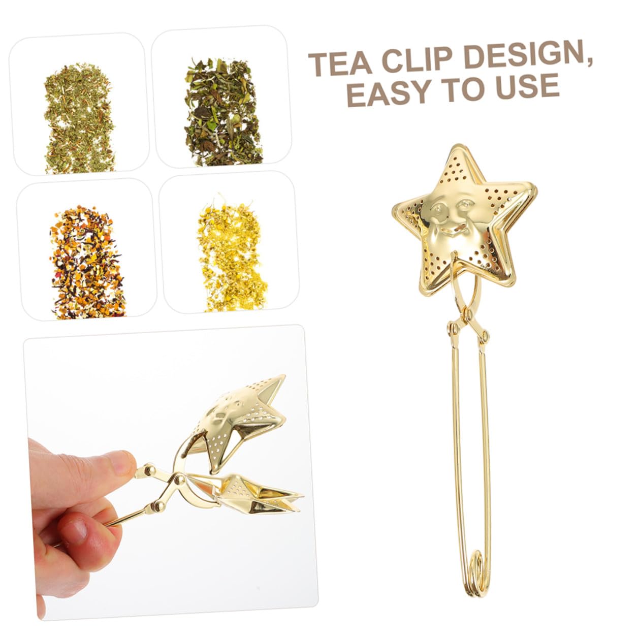 Lurrose Infuseur à Thé en Acier Inoxydable Forme Étoile et Lune Filtre à Thé en Vrac Passoire Fine Solide Infuser la Maison Voyage