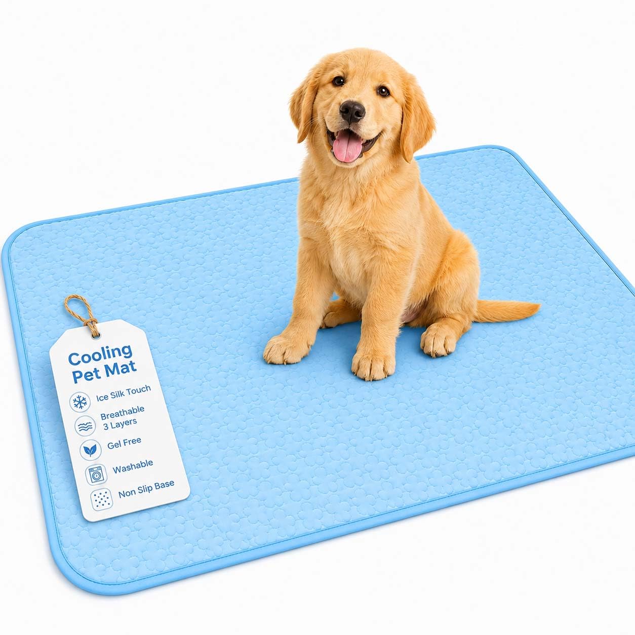 Dog Cooling Mat Large, Washable Ice Silk Self Cooling Dog Mat Large, Breathable Non Slip for Dogs, Cats, Crates, Kennels, Sofa, Car & Garden (Blue,L)