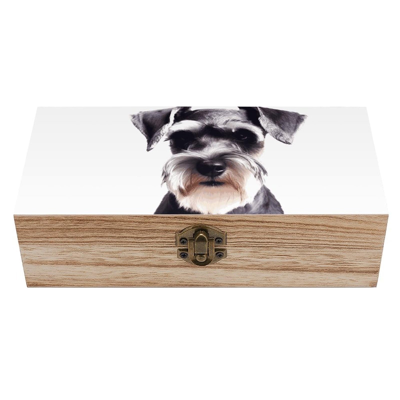 Well-behaved Schnauzer Wooden Storage Box Exquisite Durable Wood Gift Case Sturdy Vintage Jewelry Wooden Chest for Art Hobbies Storage Keepsake Gift