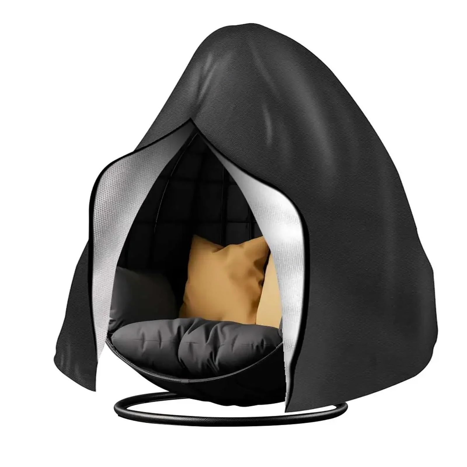 WEQYFDC Waterproof Cover For Garden Hanging Chair Waterproof Patio Hanging Egg Chair Cover Outdoor Single Seat Swing Cover With Zipper Heavy Duty(Black,115X190CM)