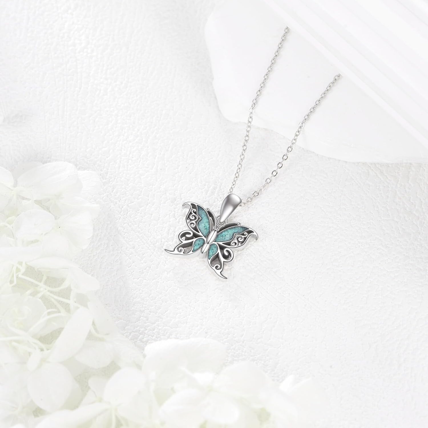 Butterfly Necklace for Women 925 Sterling Silver Turquoise Butterfly Pendant Necklace Animal Jewelry Gift for Women - Image 2