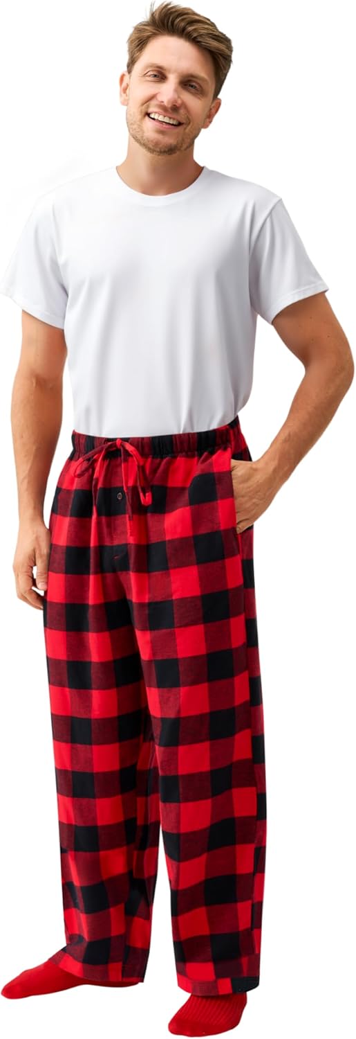 Giggling Getup Mens Christmas Pajamas Pants Soft Pj Bottoms Lounge Pants with Pockets＆Drawstrin Plaid - Image 2