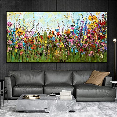 Décoration salon zen avec cette peinture diamant fleurs 30x90